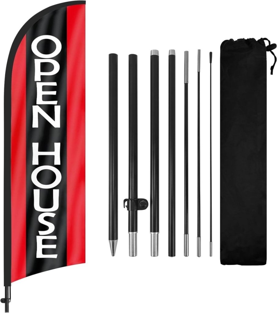 Open House Signs - 8Ft Black Swooper Flag Feather Flag Pole Kit - FSFlag