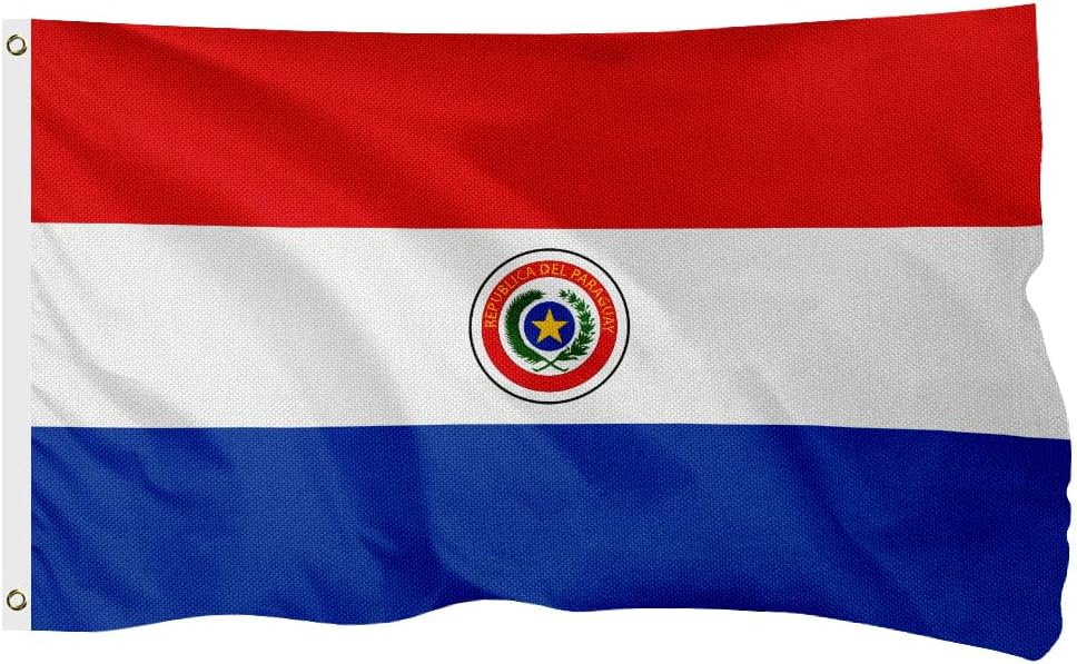 Paraguay Paraguayan Flag for Outside, 400D Heavy Duty Polyester, Double - Sided Printing, Quadruple Stitched Fly Hem, Fade Resistant, 2 Brass Grommets