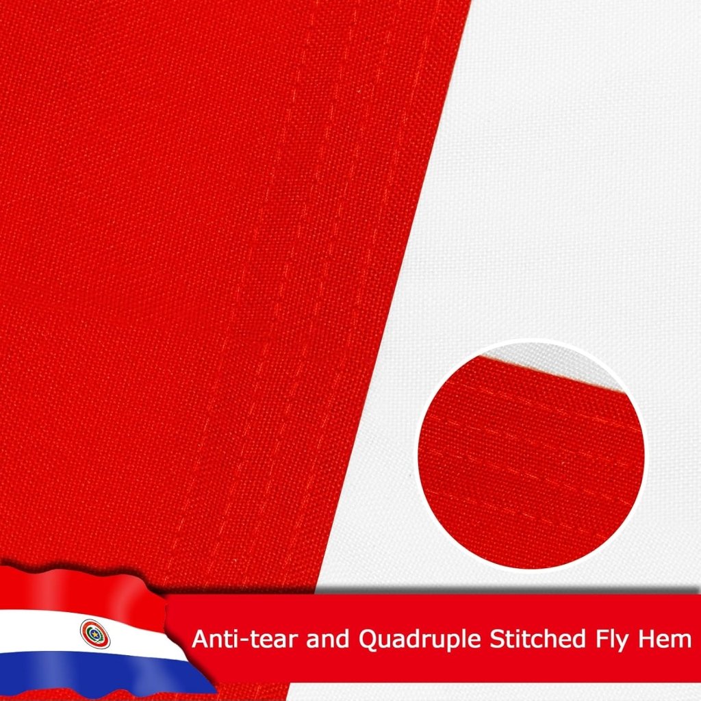Paraguay Paraguayan Flag for Outside, 400D Heavy Duty Polyester, Double - Sided Printing, Quadruple Stitched Fly Hem, Fade Resistant, 2 Brass Grommets