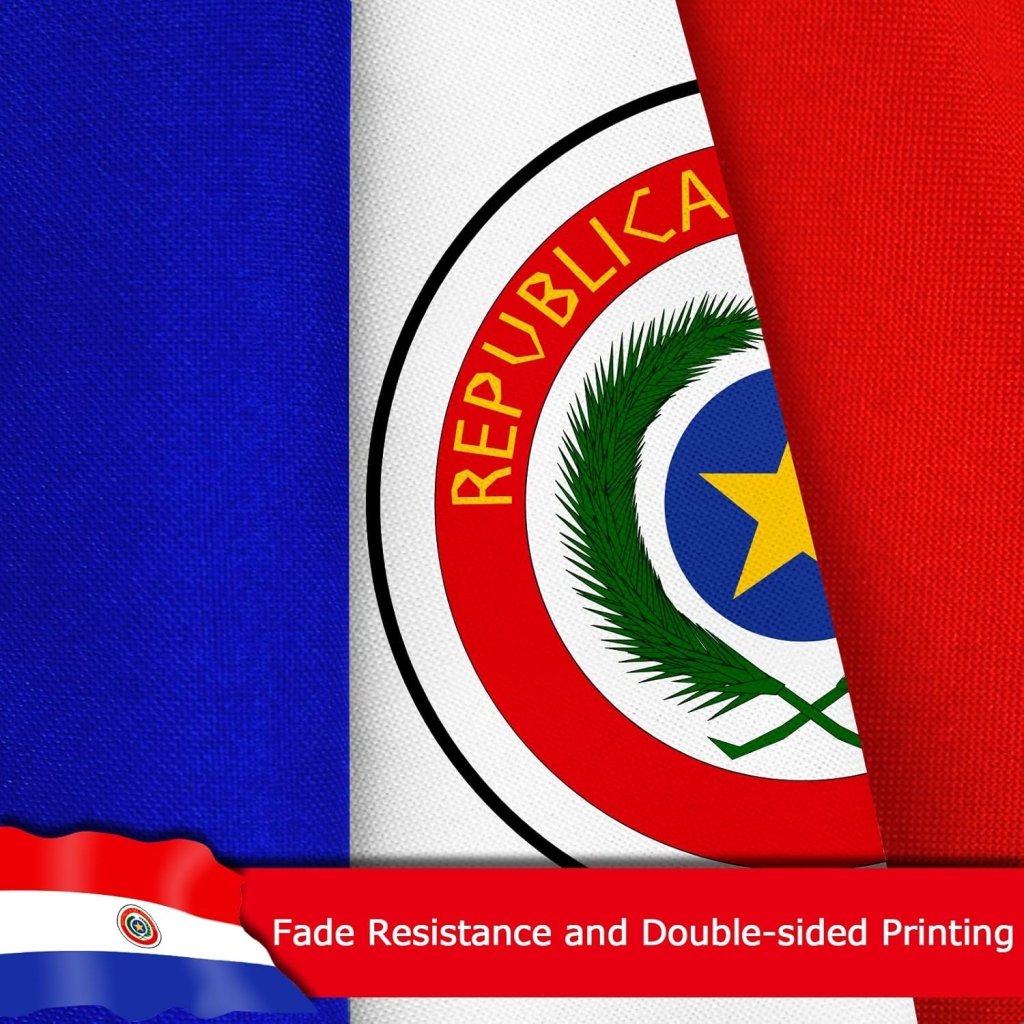 Paraguay Paraguayan Flag for Outside, 400D Heavy Duty Polyester, Double - Sided Printing, Quadruple Stitched Fly Hem, Fade Resistant, 2 Brass Grommets