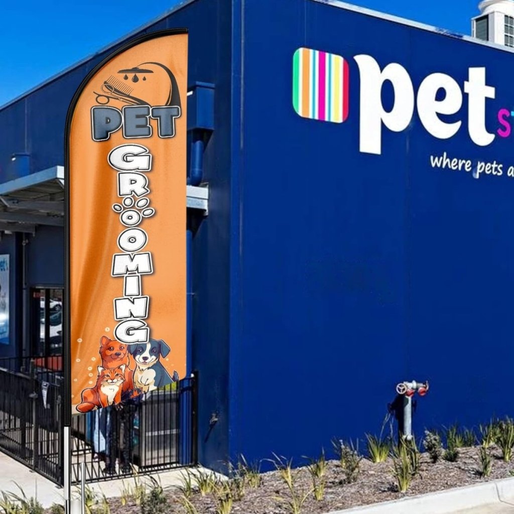 Pet Grooming Signs - 8ft Orange Pet Grooming Feather Flag for Pet Grooming Business(Flagpole Not Included) - FSFlag