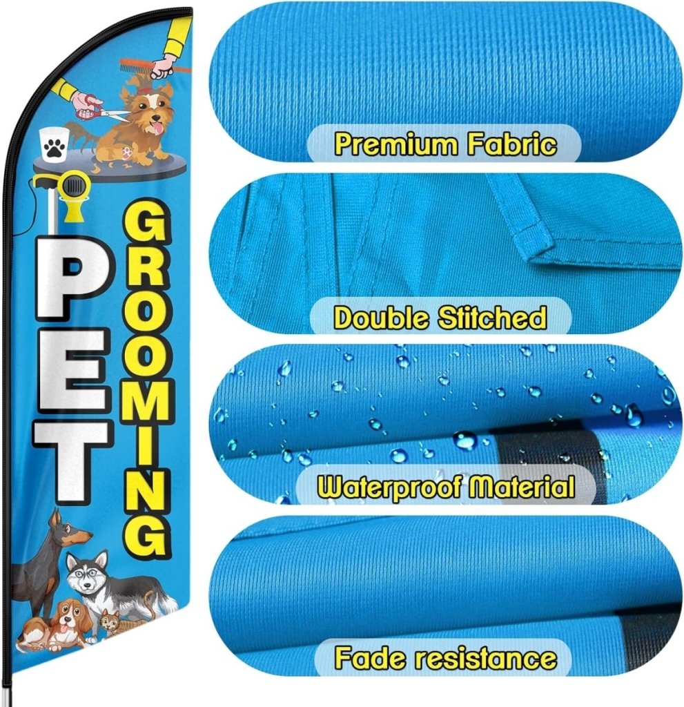Pet Grooming Signs - 8ft Pet Grooming Feather Flag(Flagpole Not Included) - FSFlag