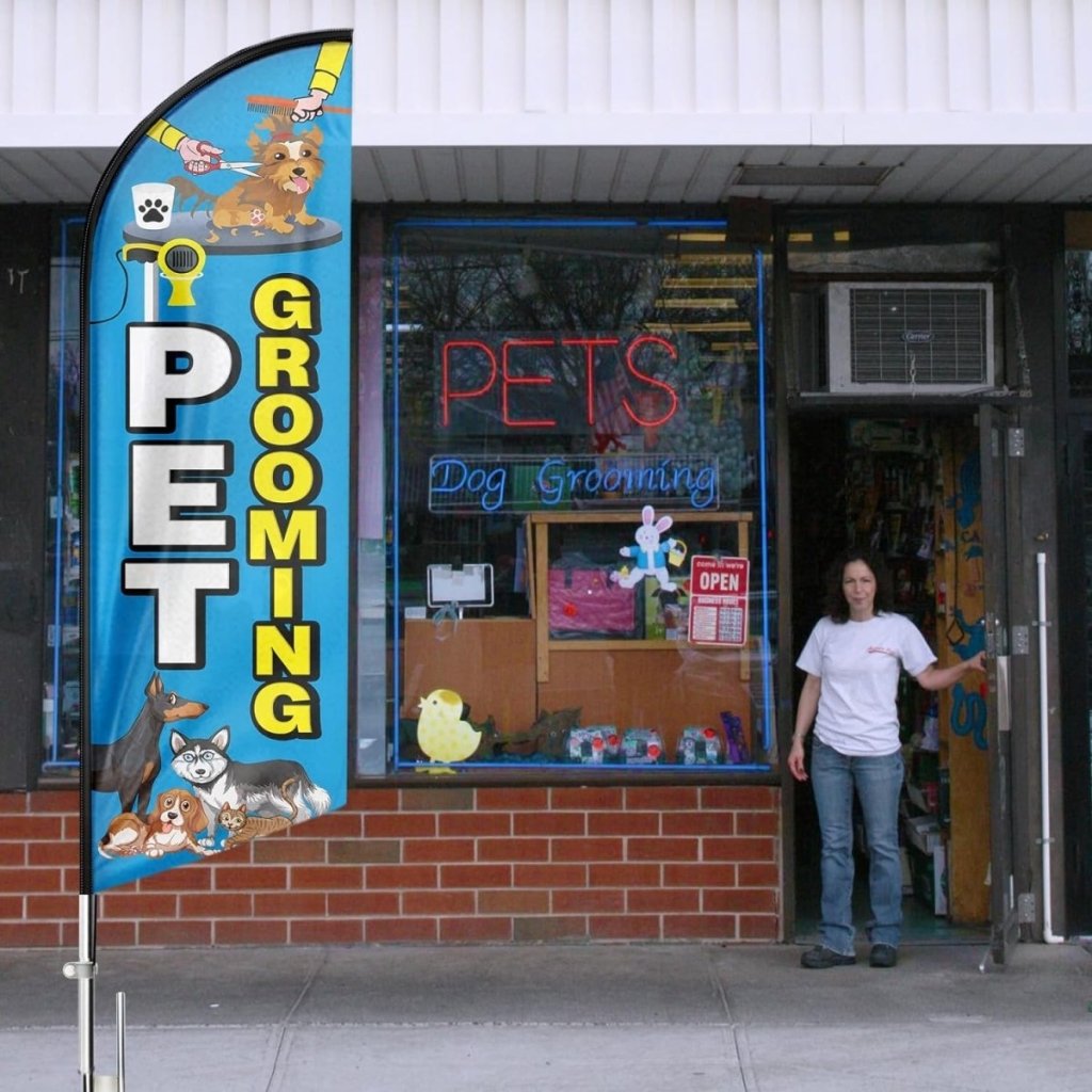 Pet Grooming Signs - 8ft Pet Grooming Feather Flag(Flagpole Not Included) - FSFlag