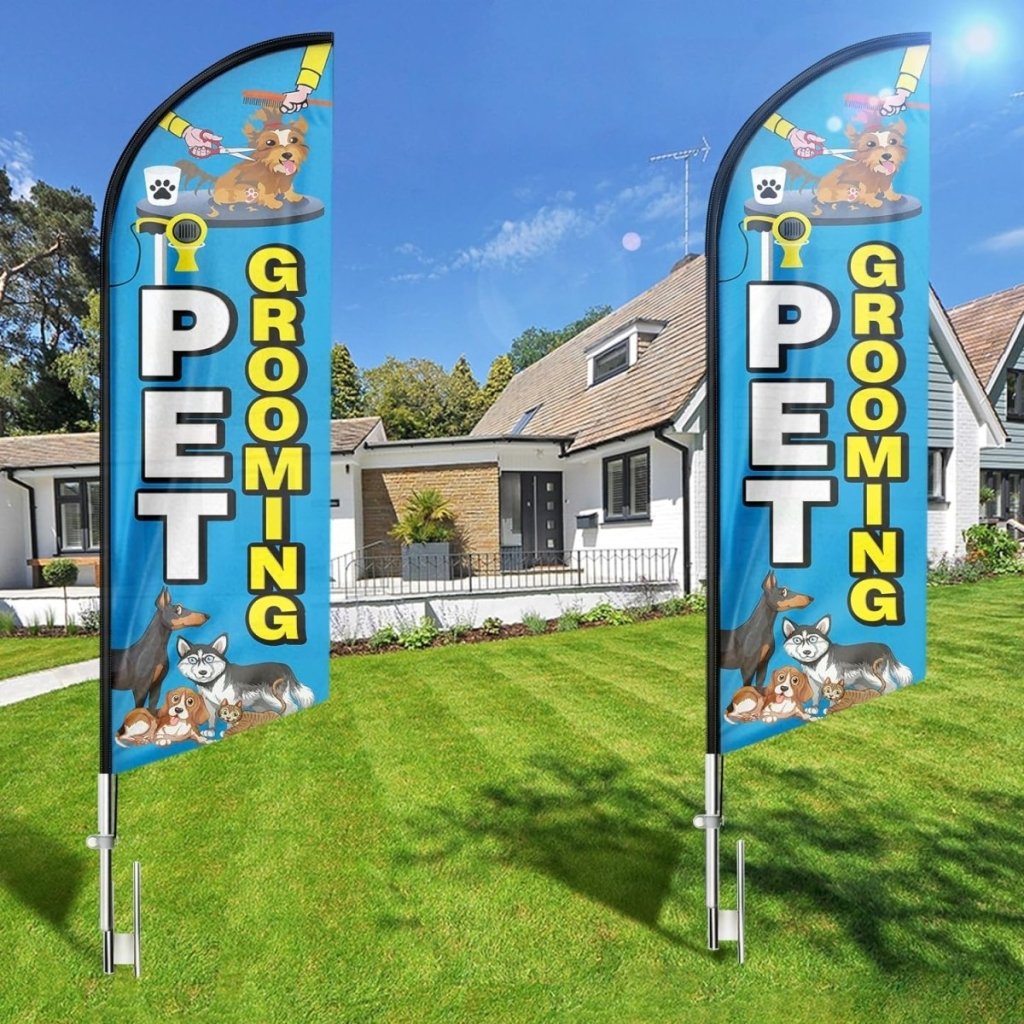 Pet Grooming Signs - 8ft Pet Grooming Feather Flag(Flagpole Not Included) - FSFlag