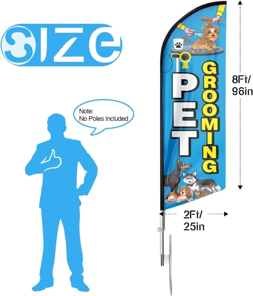 Pet Grooming Signs - 8ft Pet Grooming Feather Flag(Flagpole Not Included) - FSFlag