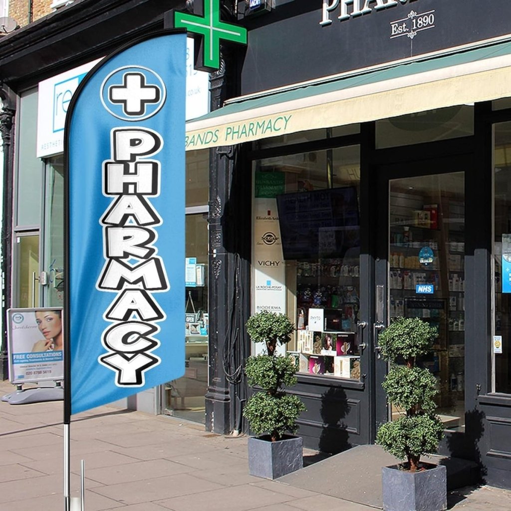 Pharmacy Sign - 8ft Pharmacy Feather Flag for Pharmacy Business(Flagpole Not Included) - FSFlag