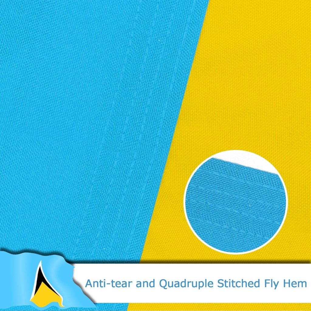 Saint Lucia Saint Lucian Flag for Outside, 400D Heavy Duty Polyester, Double - Sided Printing, Quadruple Stitched Fly Hem, Fade Resistant, 2 Brass Grommets