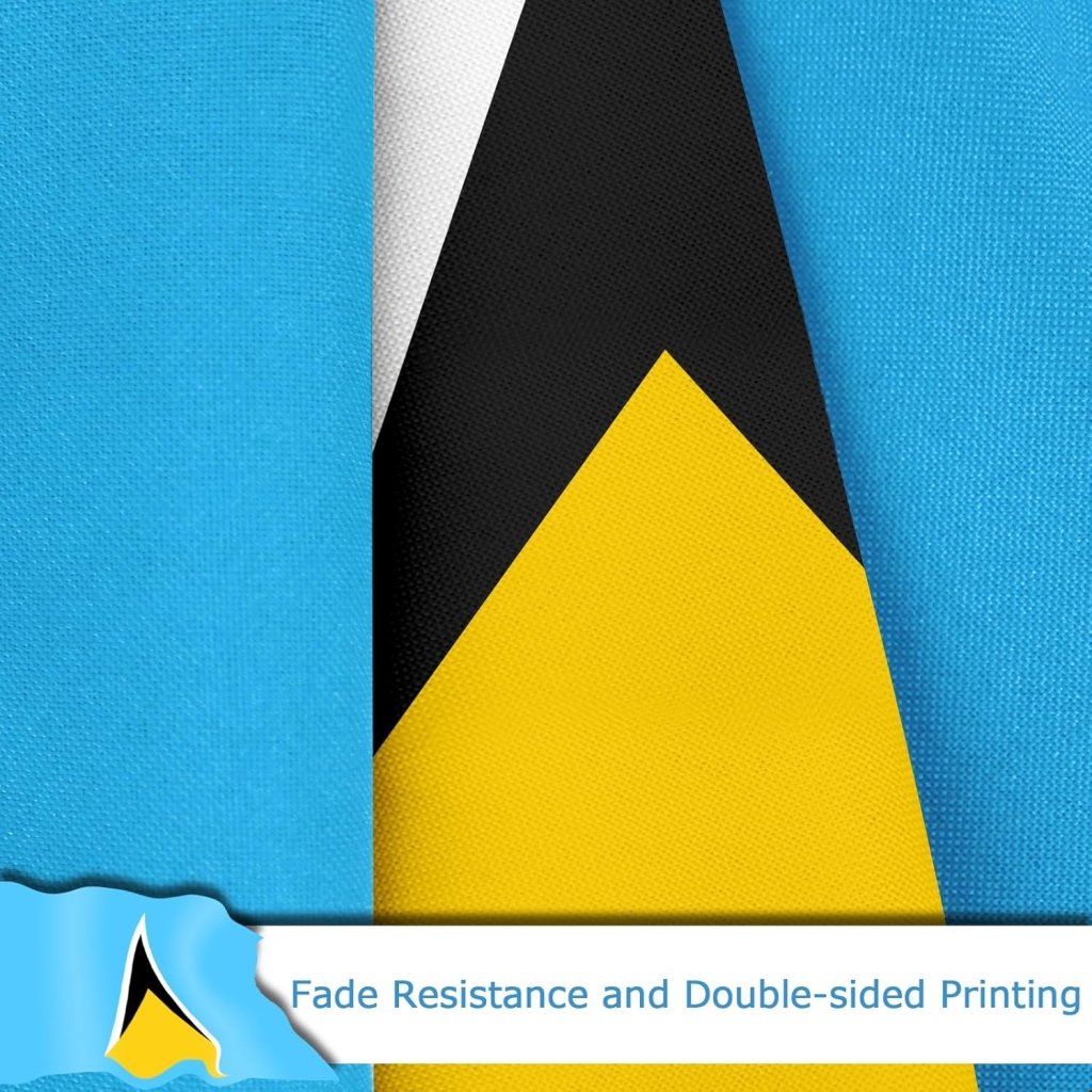 Saint Lucia Saint Lucian Flag for Outside, 400D Heavy Duty Polyester, Double - Sided Printing, Quadruple Stitched Fly Hem, Fade Resistant, 2 Brass Grommets