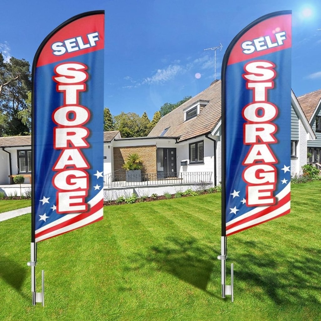 Self Storage Signs - 8ft Self Storage Feather Flag Banner for Self Storage Business(Flagpole Not Included) - FSFlag