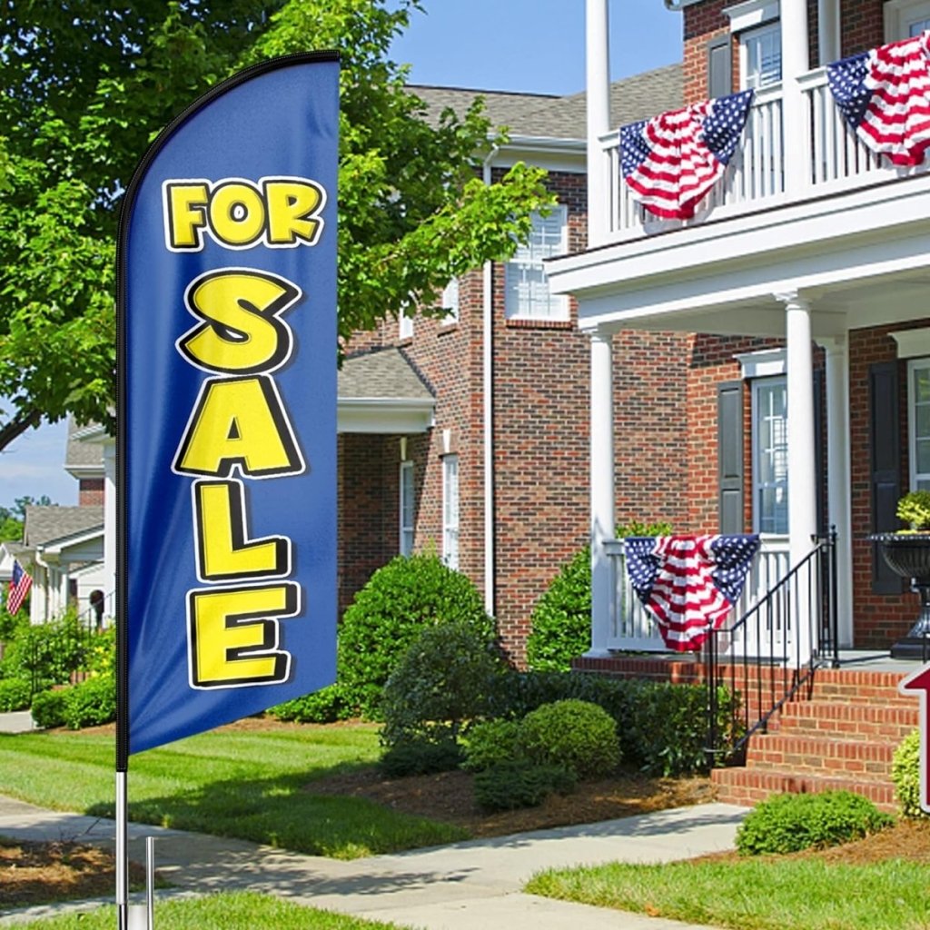 Sign For Sale - 8ft Blue Sale Feather Flag for For Sale Business(Flagpole Not Included) - FSFlag