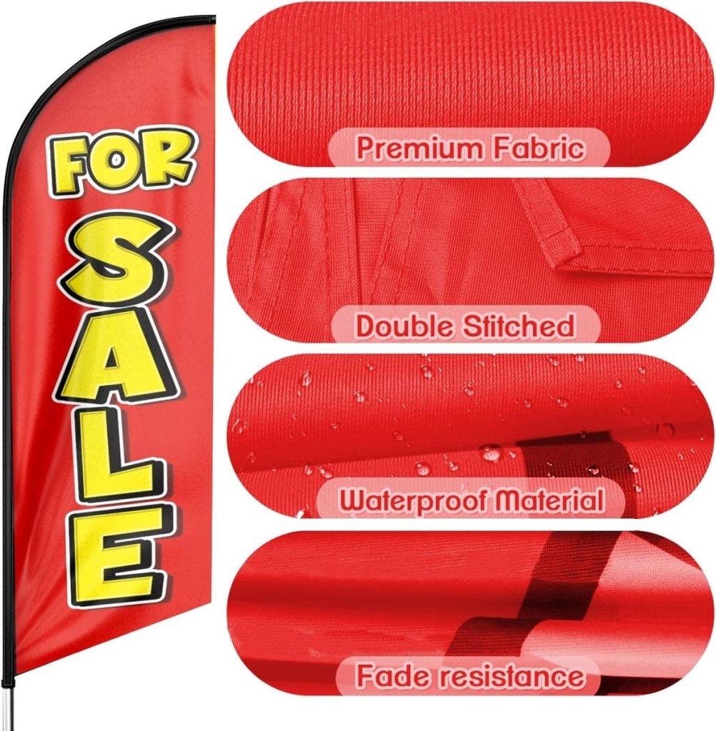 Sign For Sale - 8ft Red Sale Feather Flag for For Sale Business(Flagpole Not Included) - FSFlag