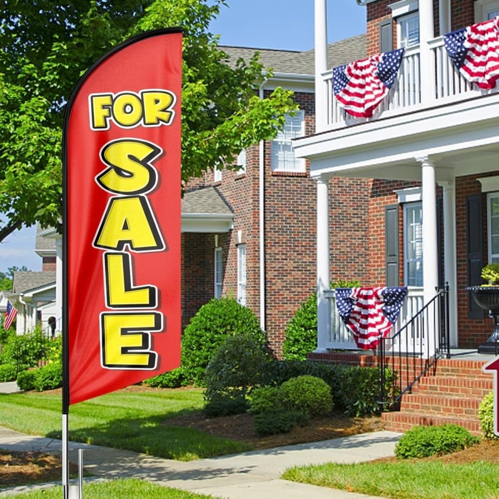 Sign For Sale - 8ft Red Sale Feather Flag for For Sale Business(Flagpole Not Included) - FSFlag