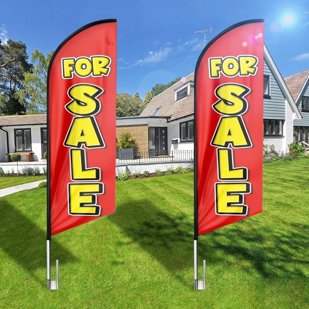 Sign For Sale - 8ft Red Sale Feather Flag for For Sale Business(Flagpole Not Included) - FSFlag