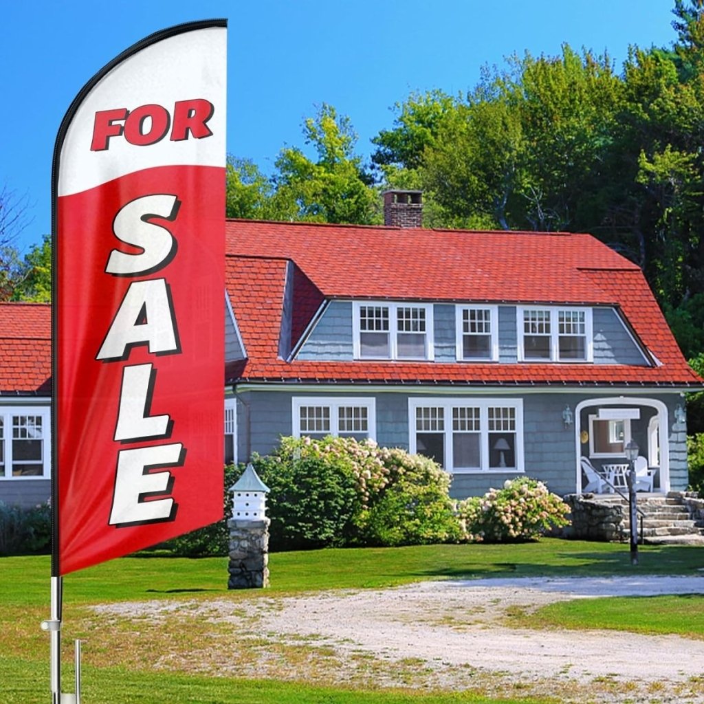 Sign For Sale - For Sale Feather Flag for Business (8ft, Red Flagpole Not Included) - FSFlag