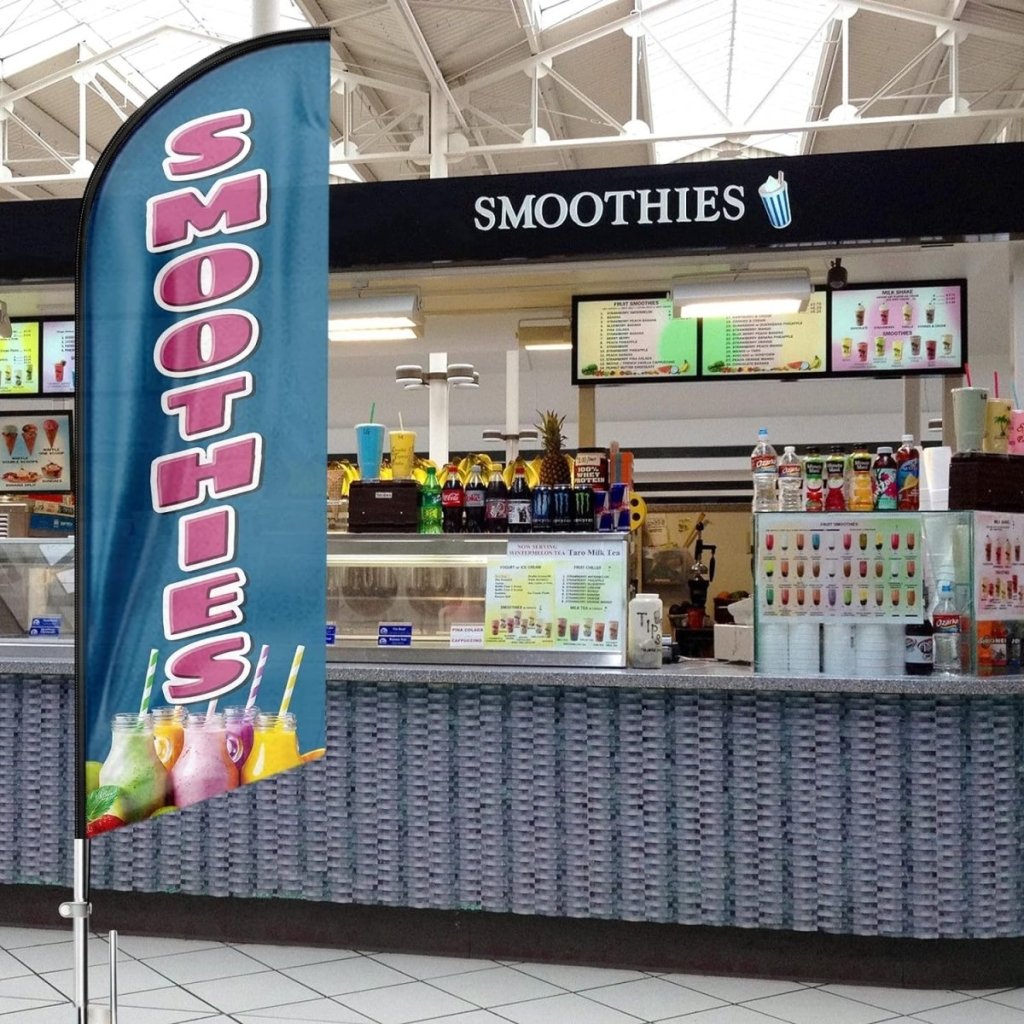Smoothie Sign - 8ft Smoothies Swooper Feather Flag for Smoothies Business(Flagpole Not Included) - FSFlag