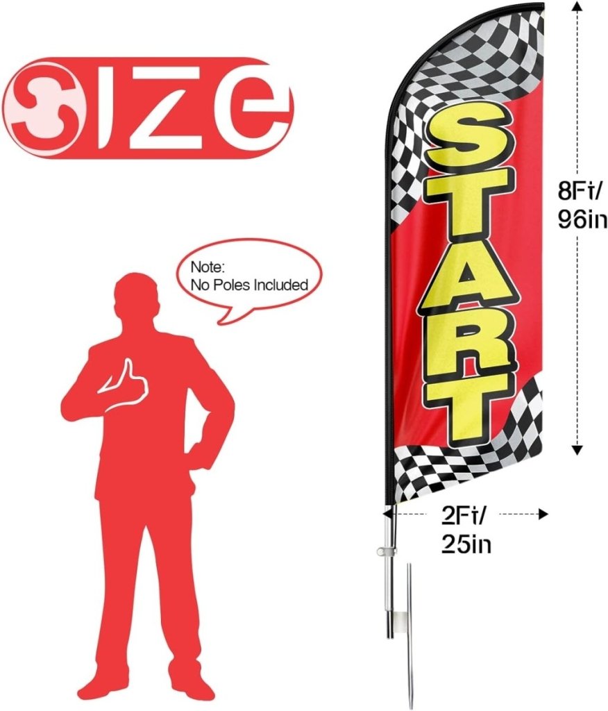 Start Flag - 8ft Start Feather Flag for Start Business(Flagpole Not Included) - FSFlag