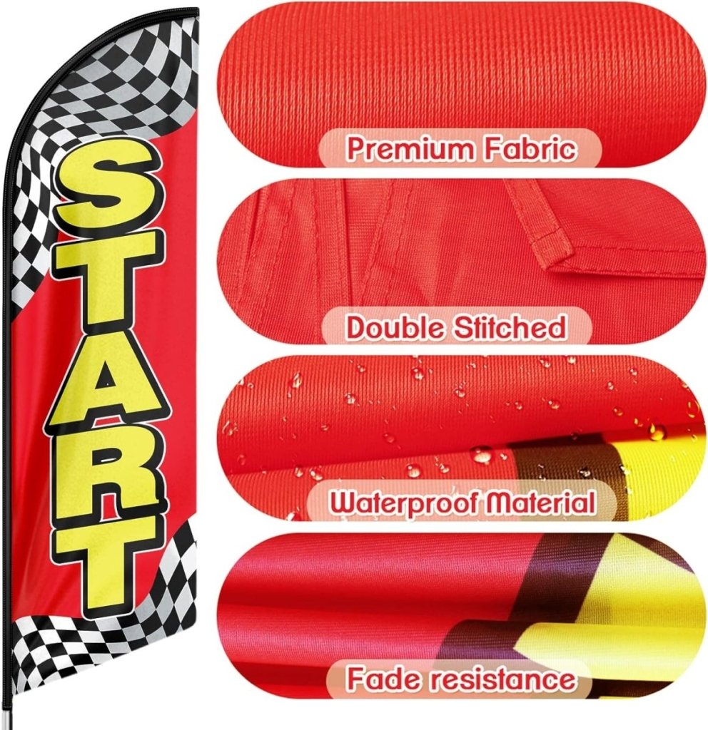 Start Flag - 8ft Start Feather Flag for Start Business(Flagpole Not Included) - FSFlag