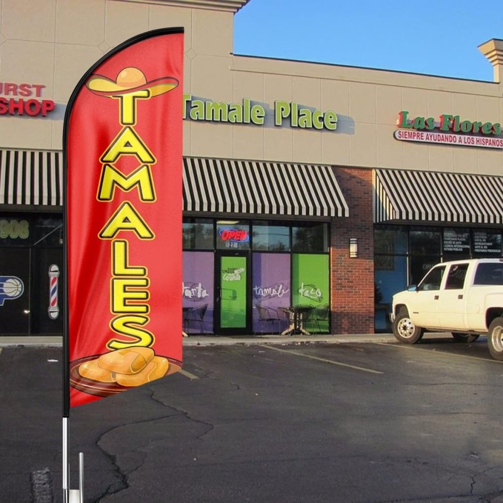 Tamales Sign - 8ft Tamales Feather Flag!(Flagpole Not Included) - FSFlag