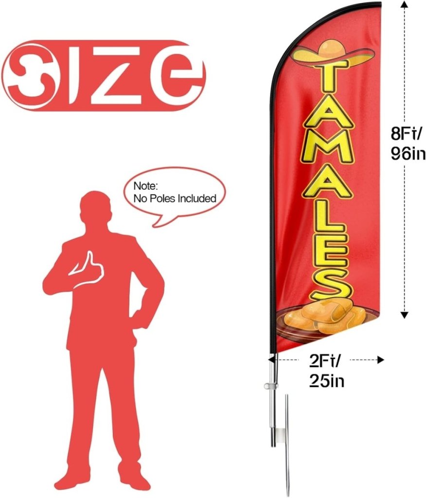 Tamales Sign - 8ft Tamales Feather Flag!(Flagpole Not Included) - FSFlag