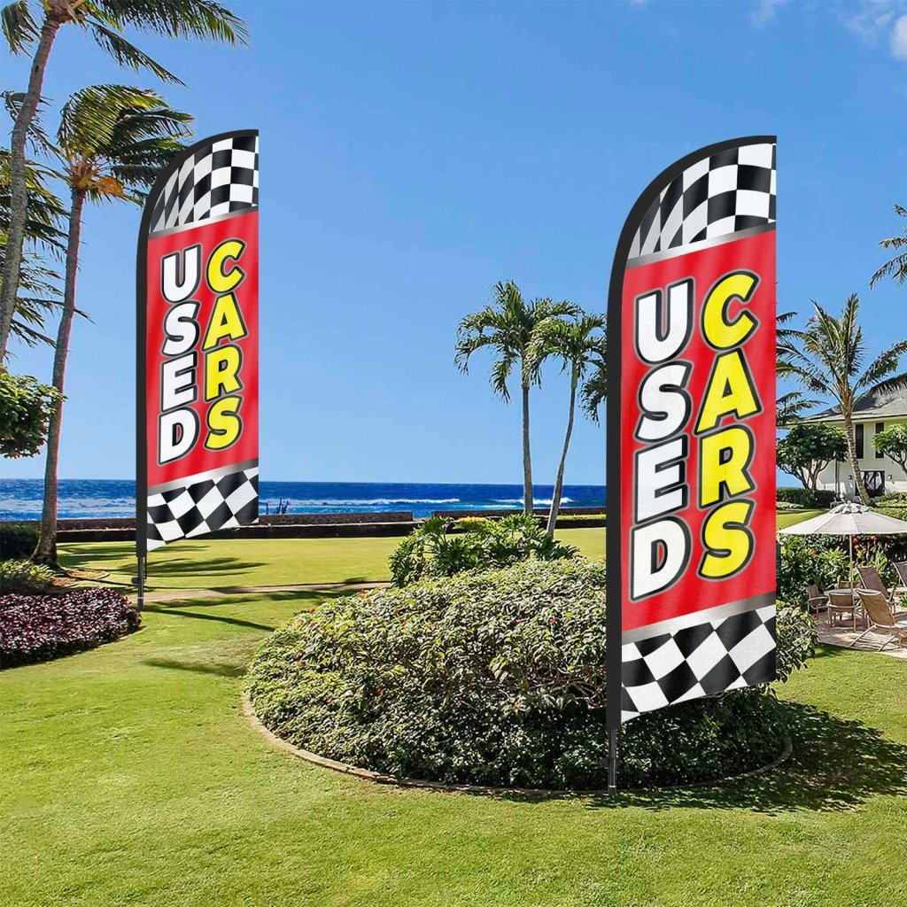 Used Cars Sign - 8ft Used Cars Red Feather Flag With Pole Kit