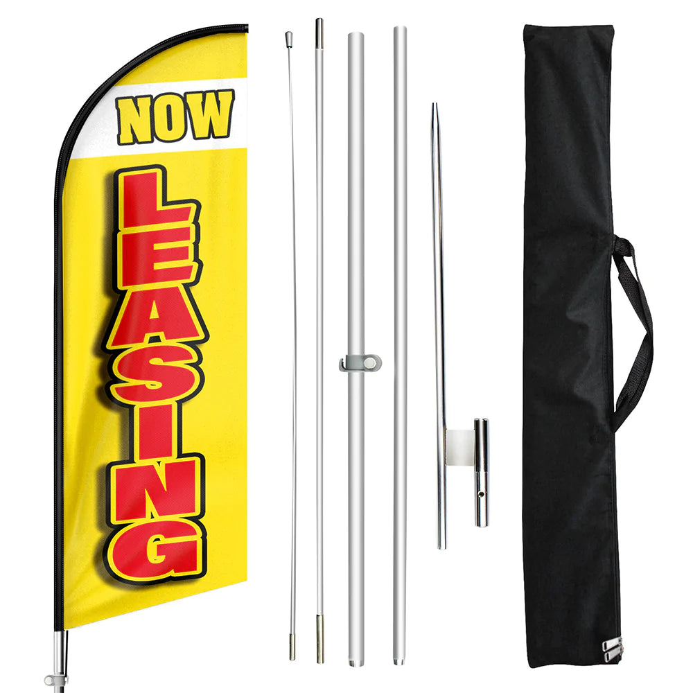FSFLAG Now Leasing Swooper Flag Feather Flag Pole Kit