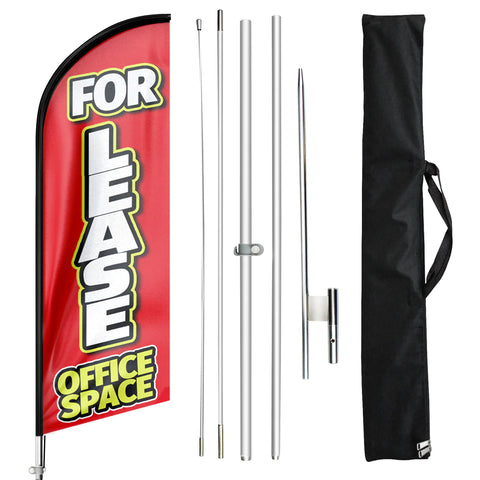 FSFLAG For Lease Office Space Swooper Flag Feather Flag Pole Kit
