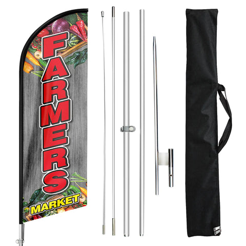 FSFLAG Farmers Market Swooper Flag Feather Flag Pole Kit