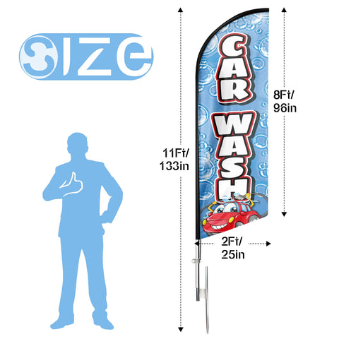 FSFLAG Car Wash Swooper Flag Feather Flag Pole Kit