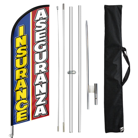 FSFLAG Insurance Aseguranza Swooper Flag Feather Flag Pole Kit