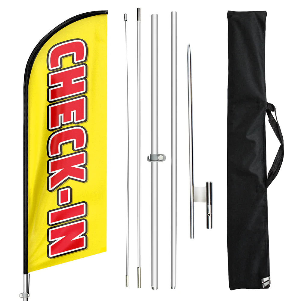 FSFLAG CHECK-IN Swooper Flag Feather Flag Pole Kit