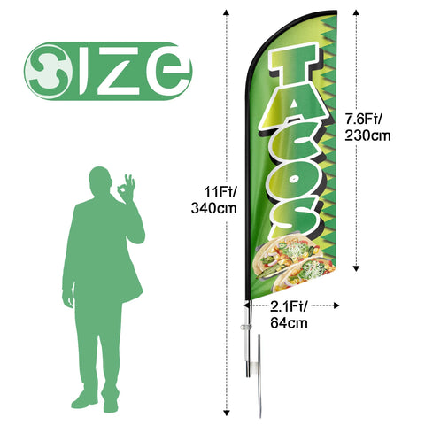 FSFLAG Tacos Swooper Flag Feather Flag Pole Kit