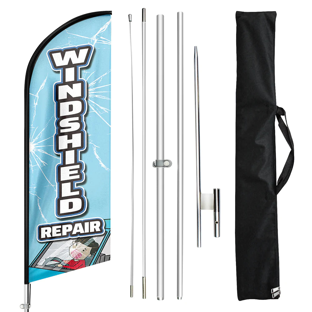 FSFLAG Windeshield Repair Swooper Flag Feather Flag Pole Kit