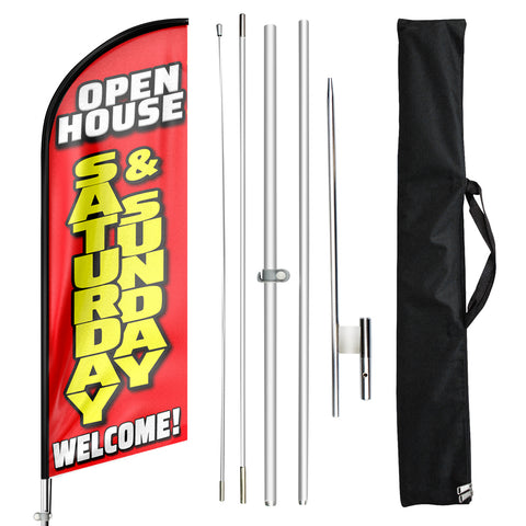 Open House Sign  Feather Flag With Pole Kit