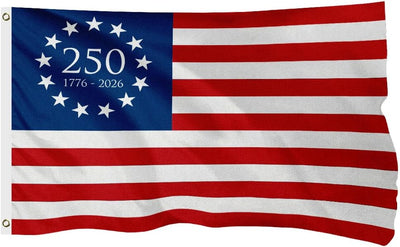 250 Anniversary USA Flag 1776-2026, Betsy Ross Edition American Anniversary Commemorative Flag, 400D Double-Sided Patriotic Banner, 4 Rows Stitched Hem 2 Brass Grommets