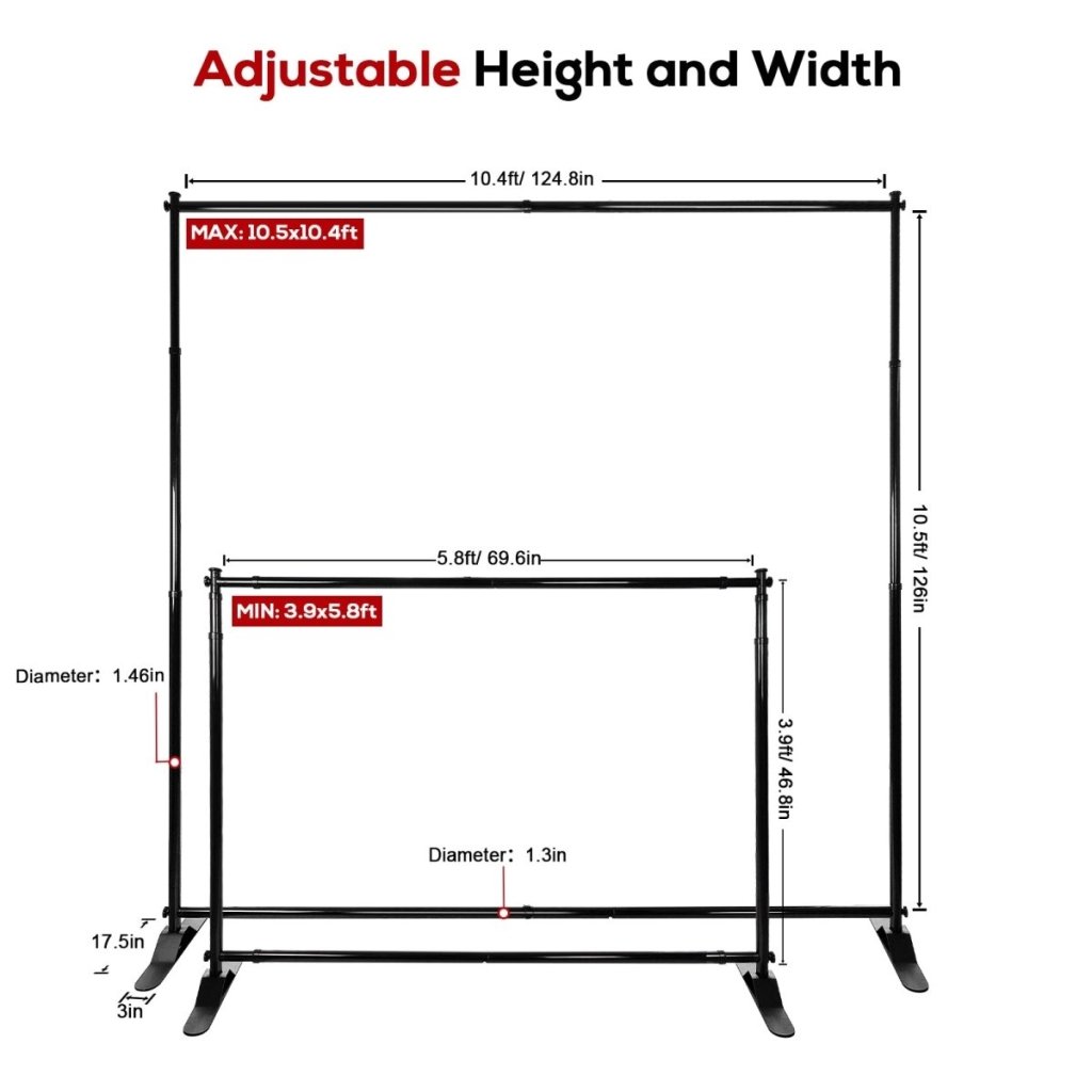10x10FT Adjustable Telescopic Tube Photo Backdrop Banner Stand for photos - FSFlag