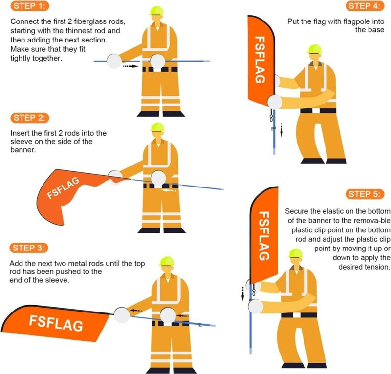 11Ft Auto Car Alarms Feather Flag Pole Kit with Ground Stake - FSFlag