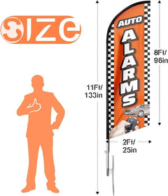 11Ft Auto Car Alarms Feather Flag Pole Kit with Ground Stake - FSFlag