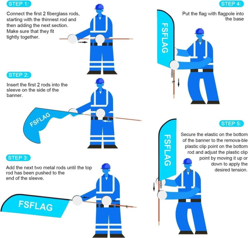 11Ft Auto Car Glass Feather Flag Pole Kit with Ground - FSFlag