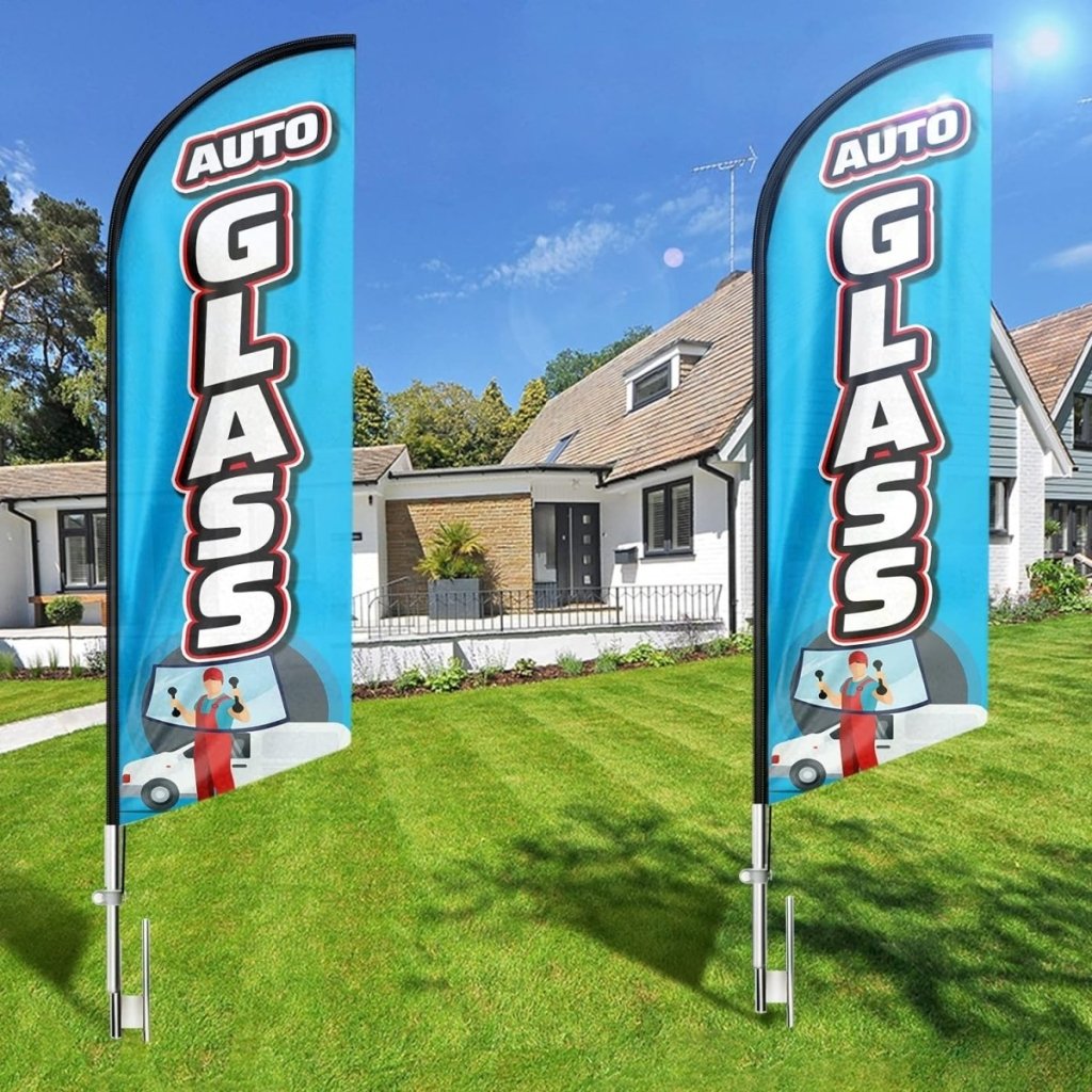 11Ft Auto Car Glass Feather Flag Pole Kit with Ground - FSFlag