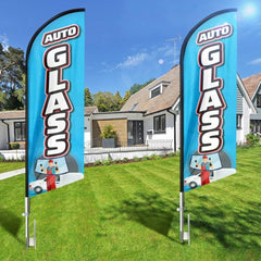 11Ft Auto Car Glass Feather Flag Pole Kit with Ground - FSFlag