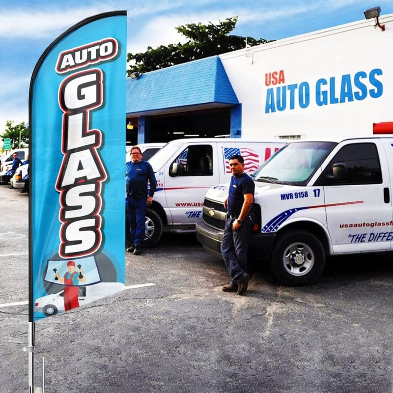 11Ft Auto Car Glass Feather Flag Pole Kit with Ground - FSFlag