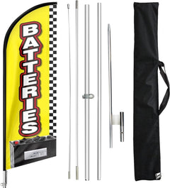 11ft Batteries Feather Flag Pole Kit and Ground Stake - FSFlag
