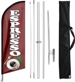 11ft Espresso Coffee Feather Flag Kit with Coffee Sign - FSFlag