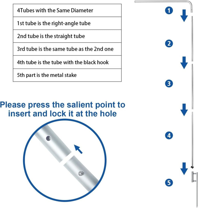 11FT Open House Rectangle Flag Banners with Pole and Ground Stake (Blue)