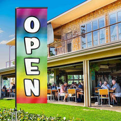 11FT Open Rectangle Flag Banners with Pole and Ground Stake (Multicolor)