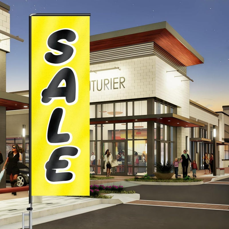 11FT Sale Rectangle Flag Banners with Pole and Ground Stake 01