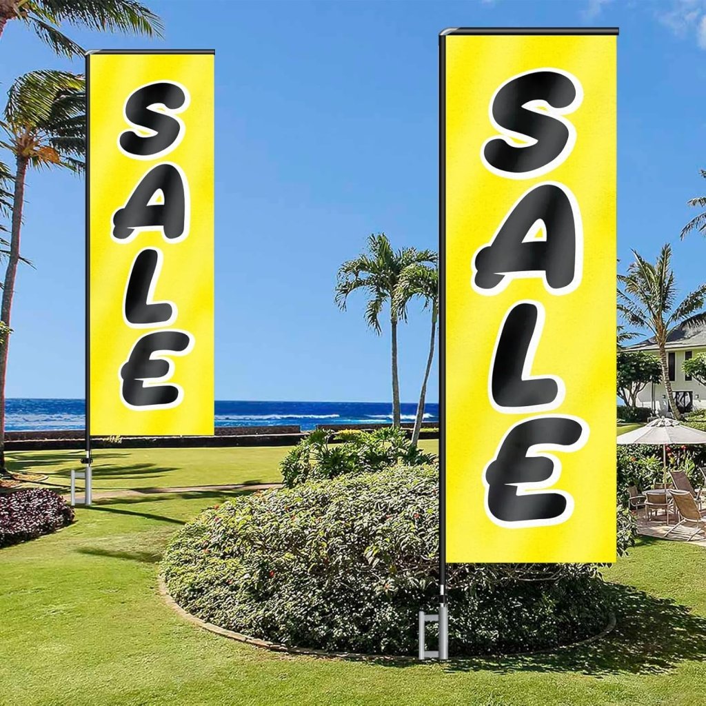 11FT Sale Rectangle Flag Banners with Pole and Ground Stake 01