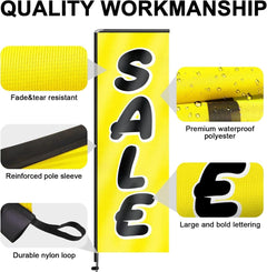 11FT Sale Rectangle Flag Banners with Pole and Ground Stake 01
