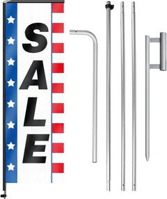 11FT Sale Rectangle Flag Banners with Pole and Ground Stake 02
