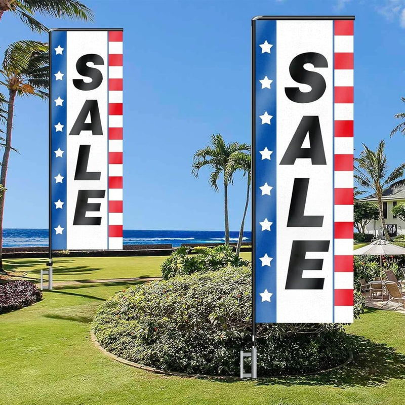 11FT Sale Rectangle Flag Banners with Pole and Ground Stake 02